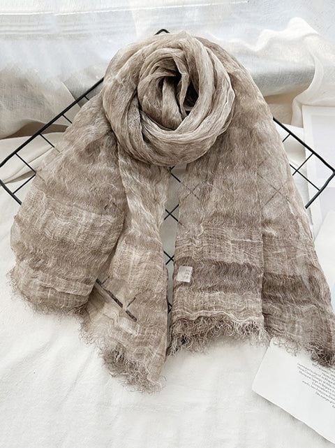 Women Stripe Linen Thin Scarf