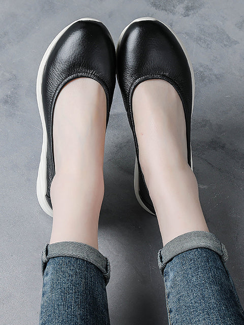 Women Spring Soft Leather Low Heel Shoes