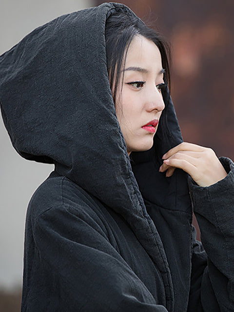 Women Winter Solid Padded Hooded Coat