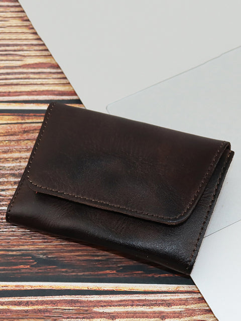 Vintage Genuine Leather Button Multifunction Wallet