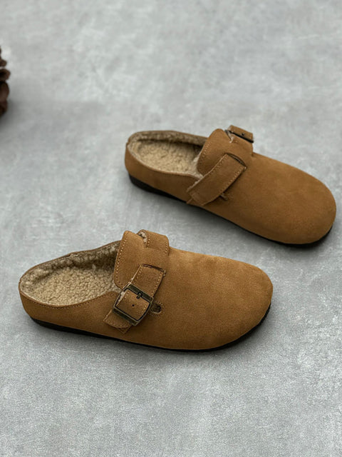 Women Genuine Leather Fleece-lined Birkenstock Slippers