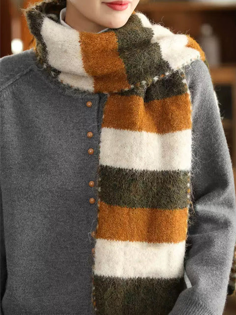 Dámský teplý šátek Vintage Winter Colorblock