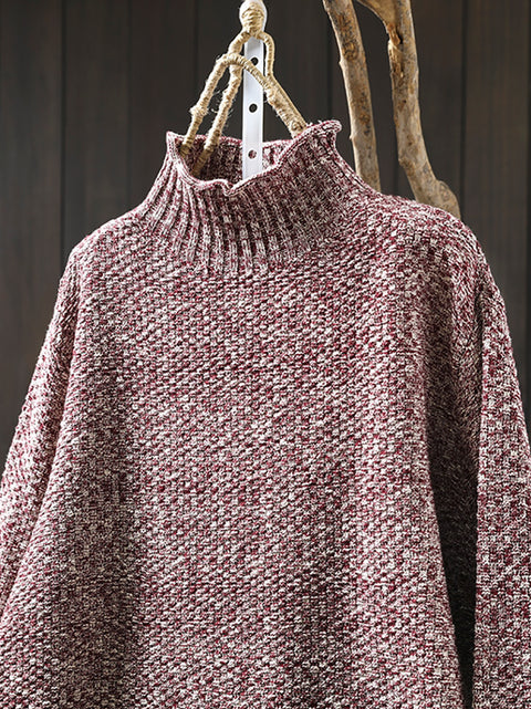 Women Autumn Casual Knit Half-Turtleneck Sweater