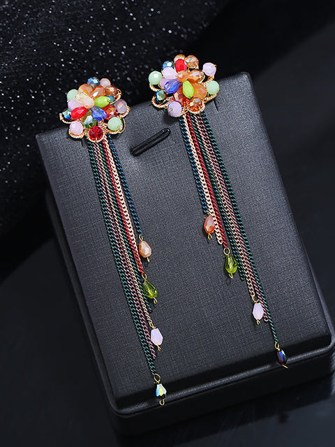 Women Bohemia Crystal Tassel Earrings