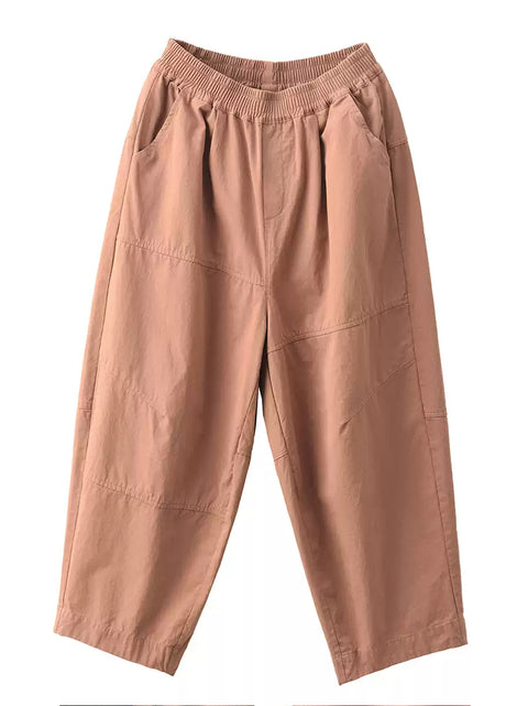 Women Spring Casual Pure Color 100%Cotton Harem Pants