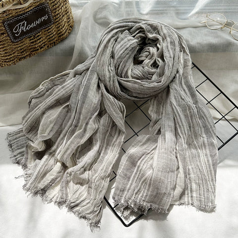 Dámský šátek Vintage 100% Bavlna Stripe Shawl