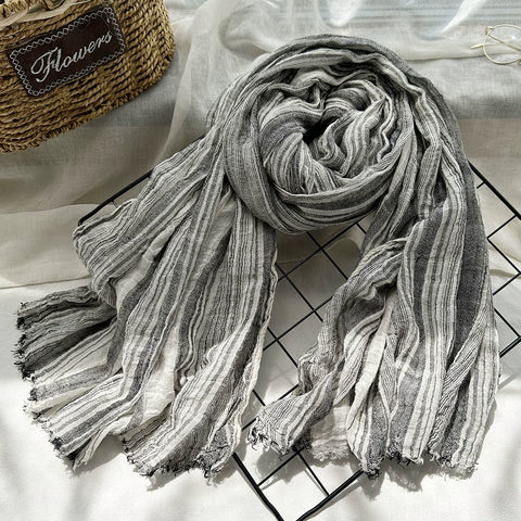 Dámský šátek Vintage 100% Bavlna Stripe Shawl