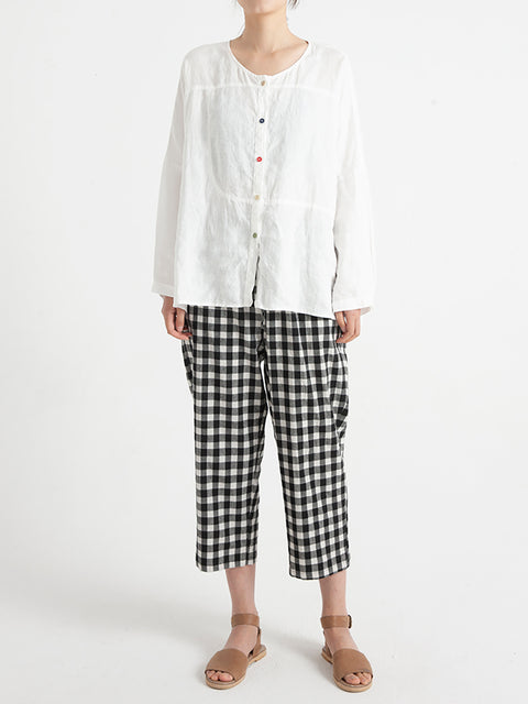 Plus Size Plaid Casual Summer Women Loose Pants