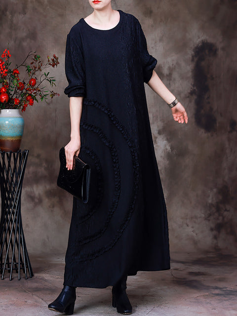 Women Commuter Long Sleeve O-Neck Dress