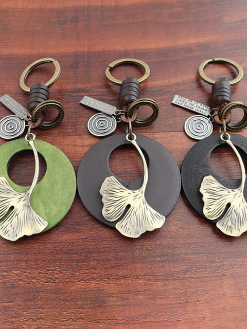 Buykud Ginkgo Leaf Simple Personality Retro Keychain